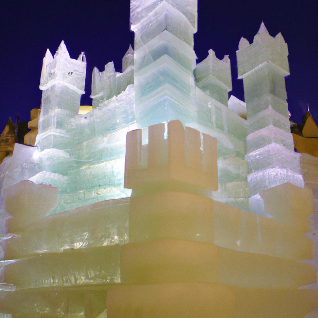 This ice sculpture of a castle is big enough to walk through