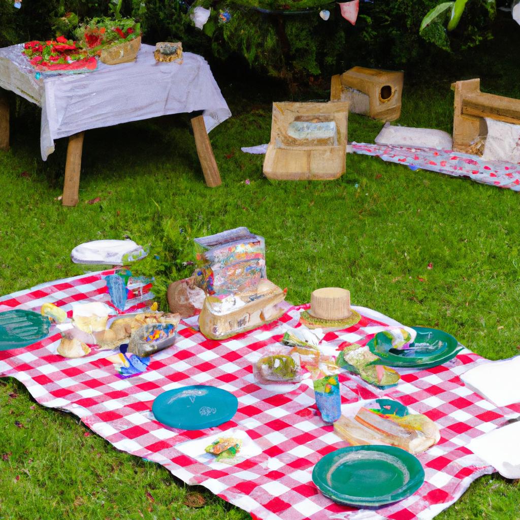 Families enjoy a relaxed picnic-style garden party with delicious food and fun games