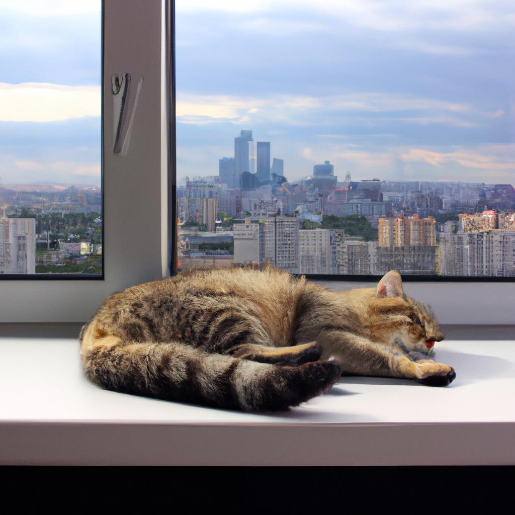 Cats enjoying the view and sunshine in their pet-friendly apartment