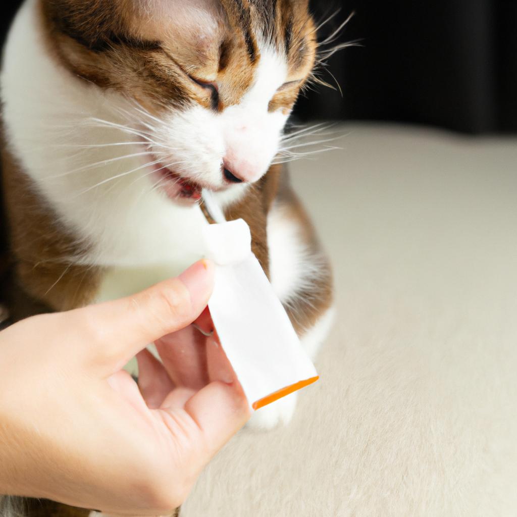 Dental wipes or sprays can be used to clean a cat's teeth