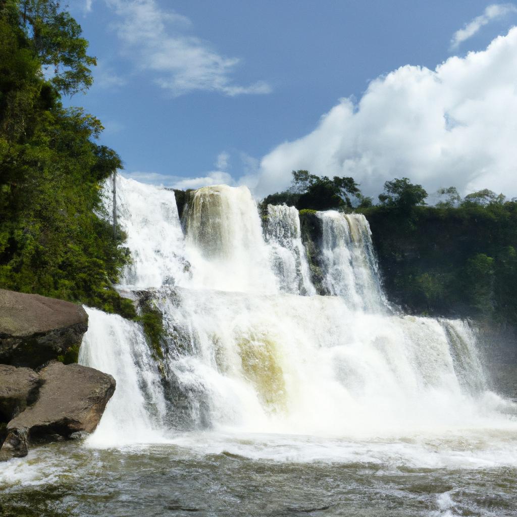 The river is home to several breathtaking waterfalls, with this one being a popular spot for tourists