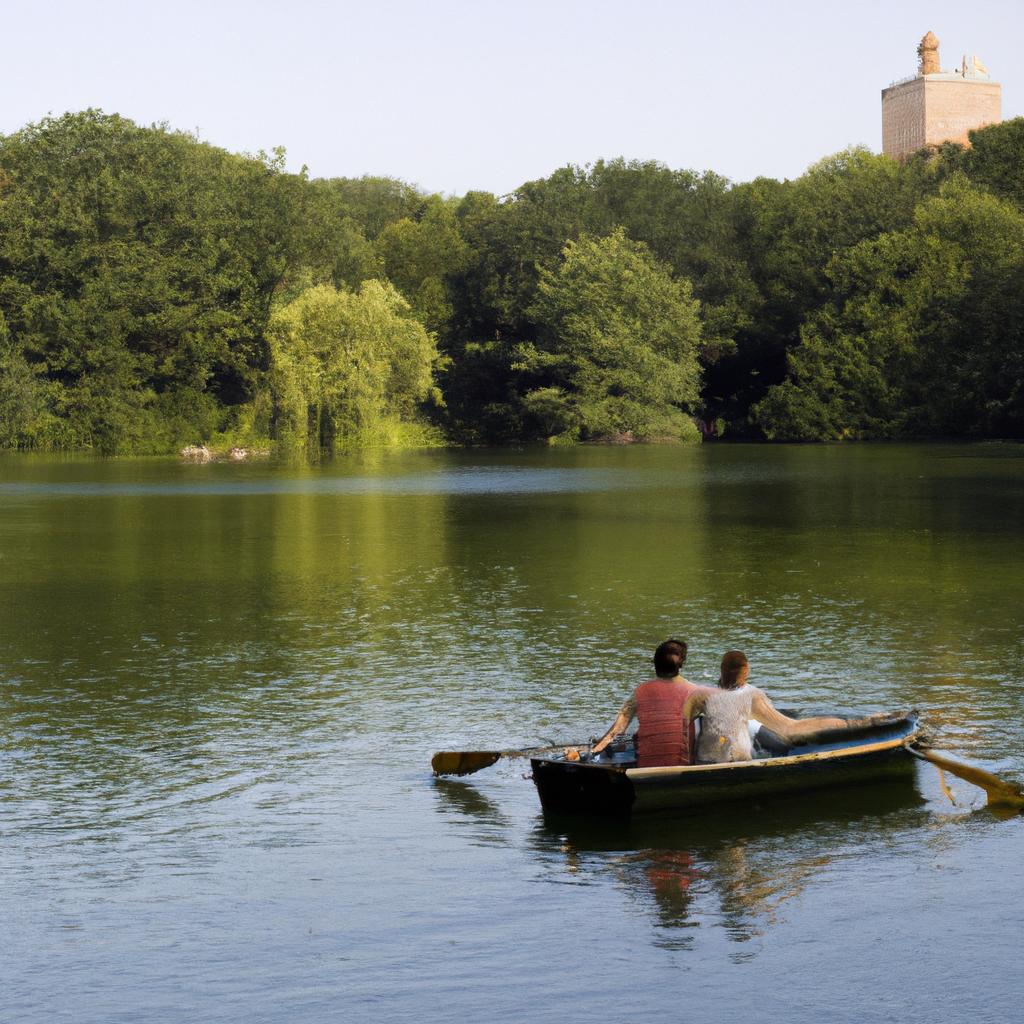 Boating on the lake in Central Park Manhattan is a romantic way to spend the afternoon