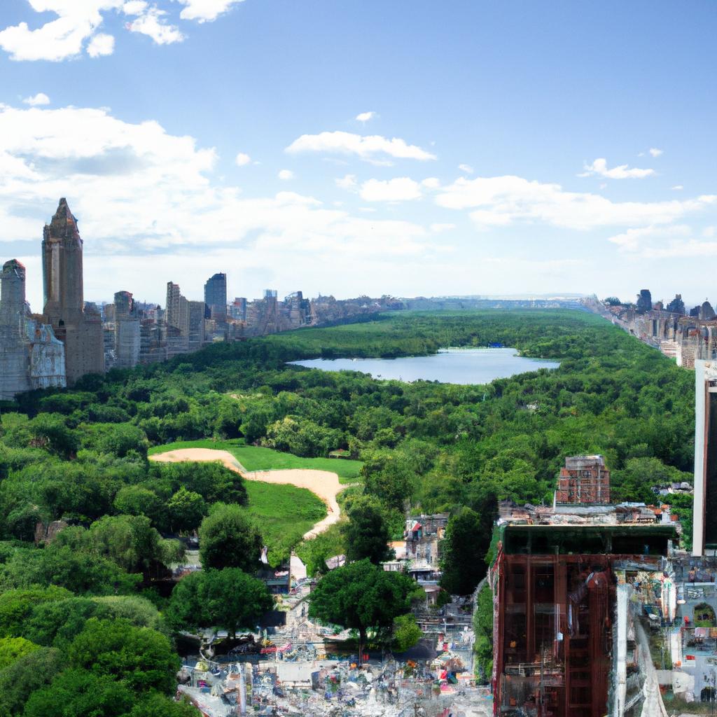 The view of Central Park from above is breathtaking, showcasing the park's size and beauty.