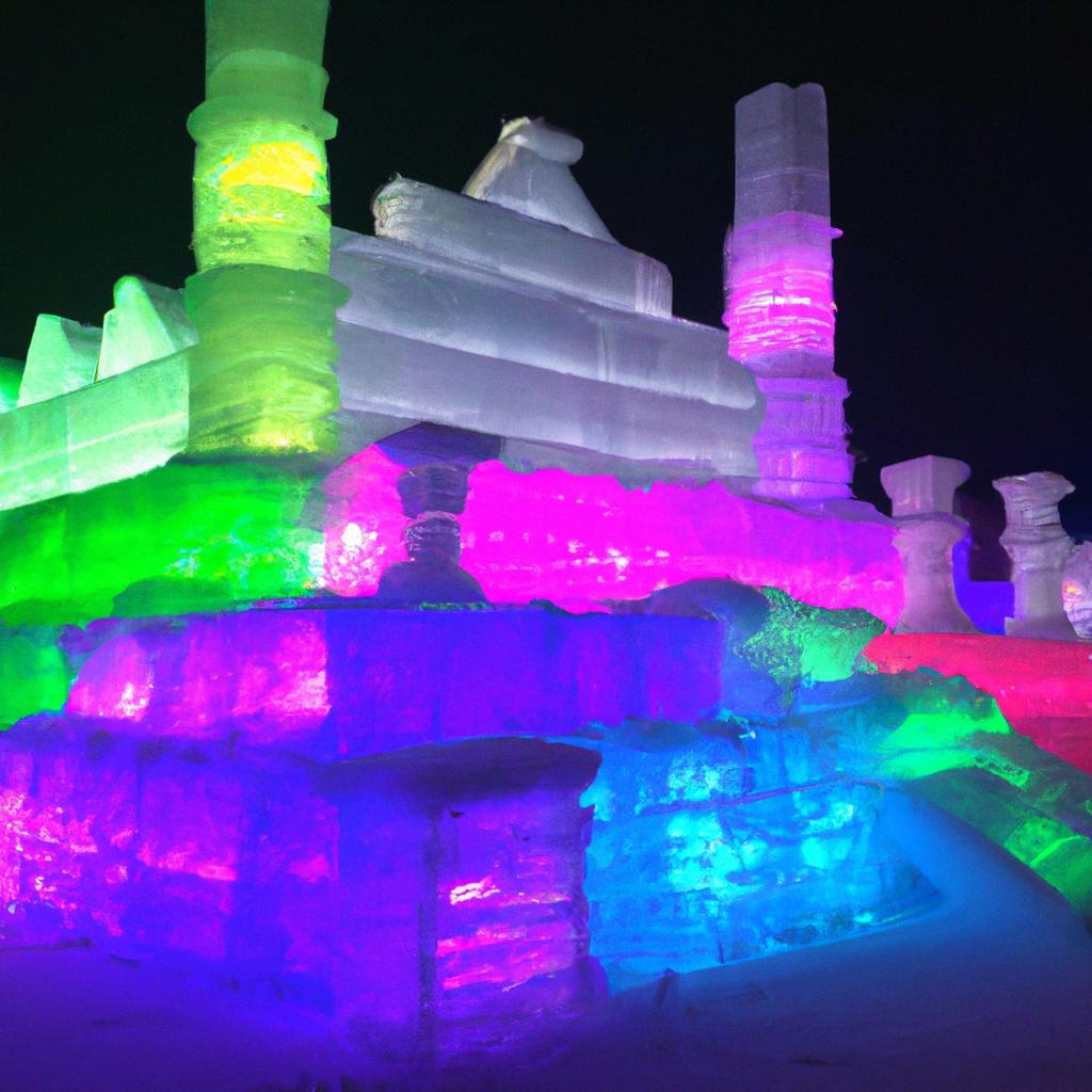 The Changchun Ice and Snow Festival features an impressive ice palace with stunning lighting displays.