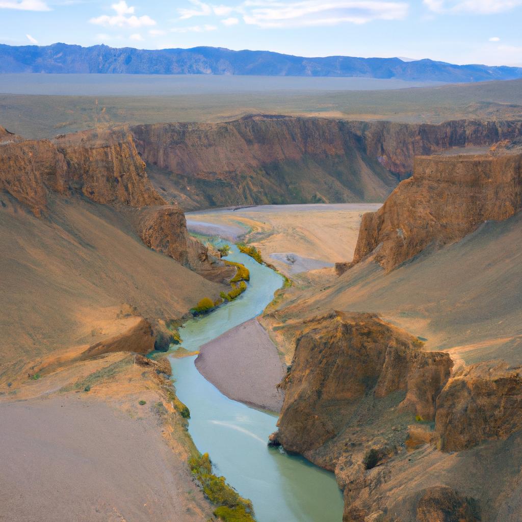 The Charyn River flows through the canyon, creating a stunning panoramic view of the surrounding landscape.