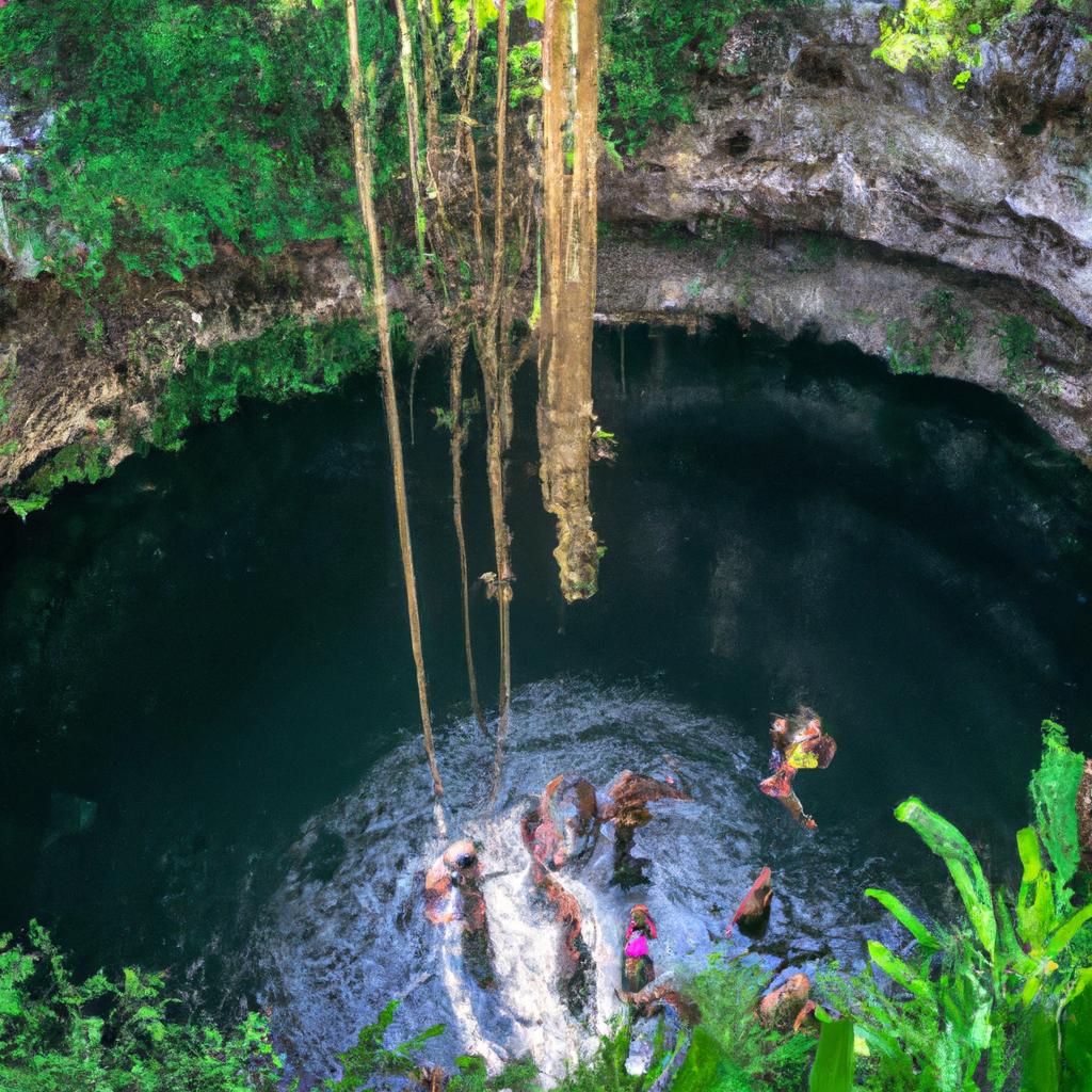 Tourists at Cenote Sagrado