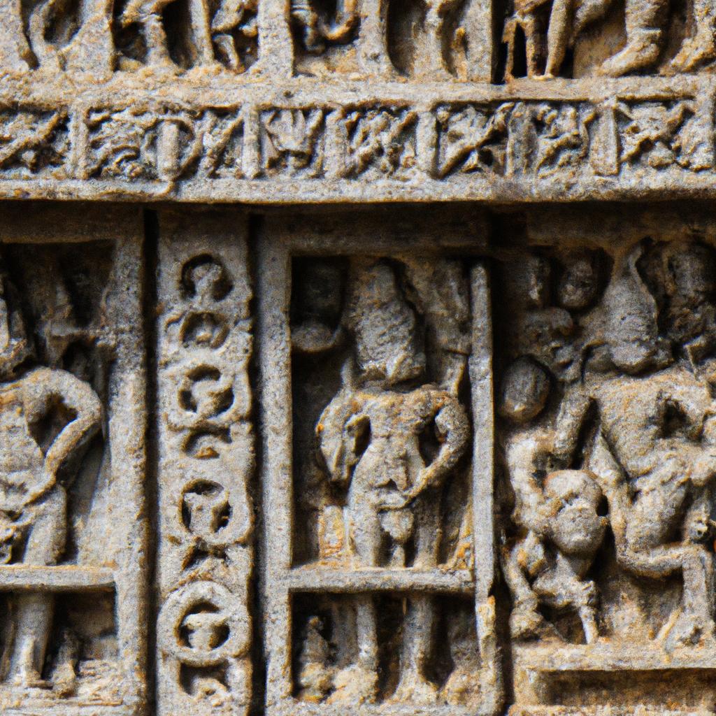 Intricate carvings at the Temple of Warriors
