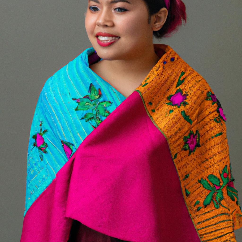 China Poblana Mueca de Mxico wearing a beautiful dress and a rebozo shawl