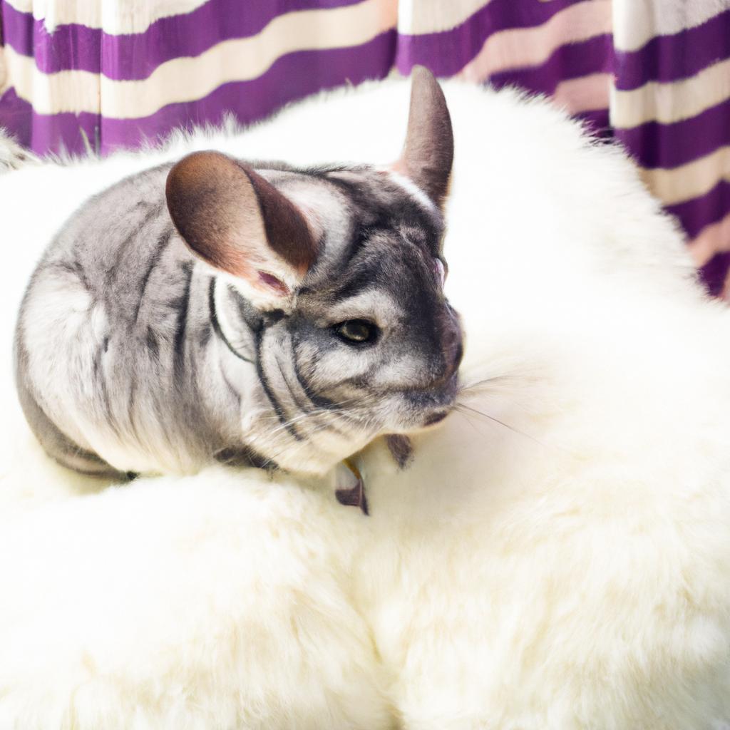 A chinchilla relaxing on a soft cushion