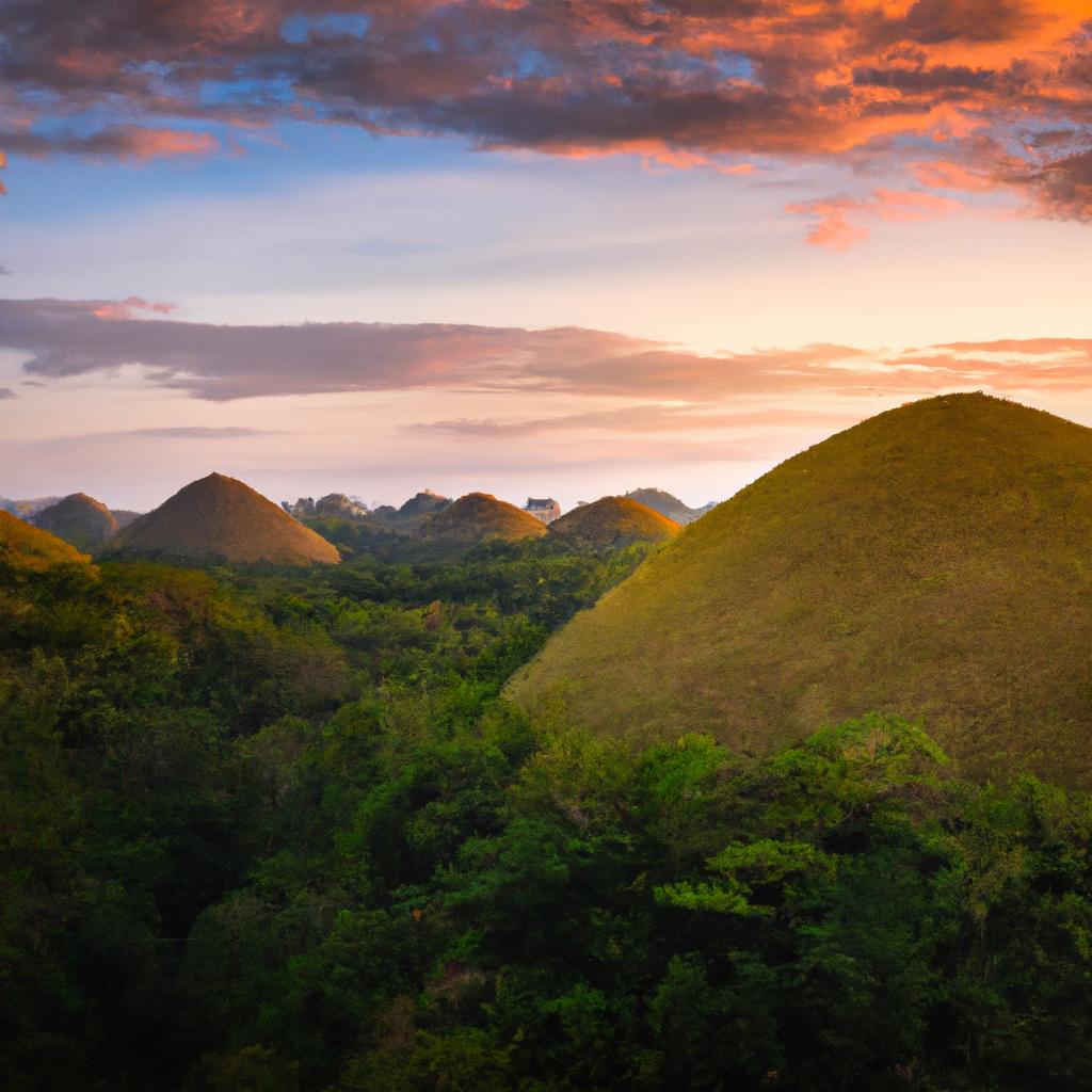 The Chocolate Hills are even more breathtaking when viewed during sunset.