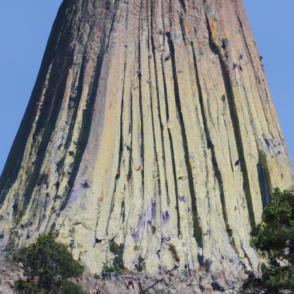 Scaling the Devils Tower Basalt is a popular activity for experienced climbers