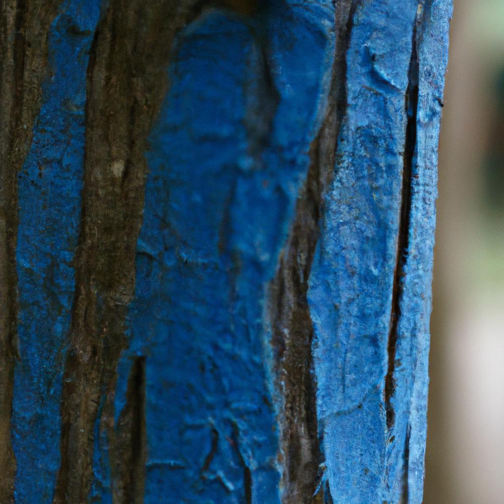 The blue coloration on the tree trunks is a magical phenomenon.