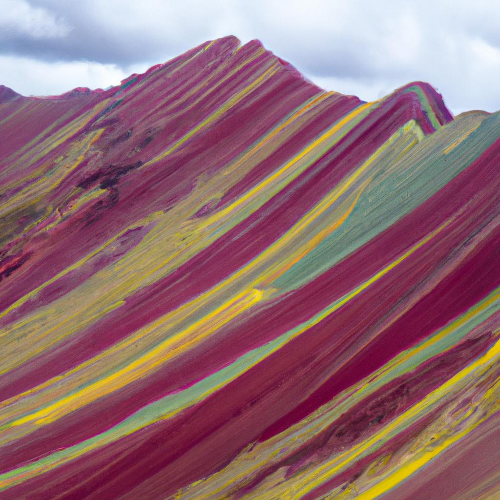 The Rainbow Mountains in Peru get their name from the colorful peaks that are visible up close.
