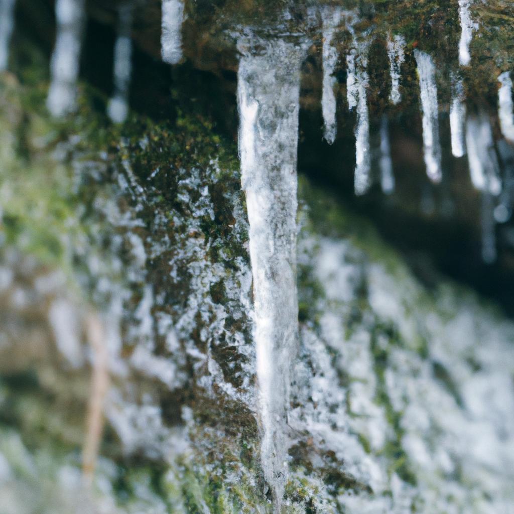 A stunning photo of an ice stalactite in its natural environment