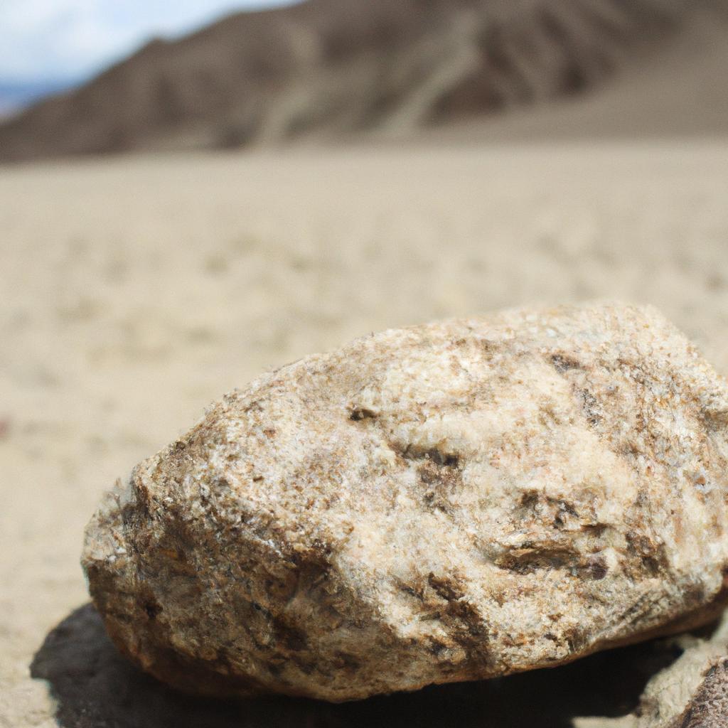 A close-up look at one of the moving rocks in Death Valley, a fascinating natural phenomenon that has puzzled scientists for years.
