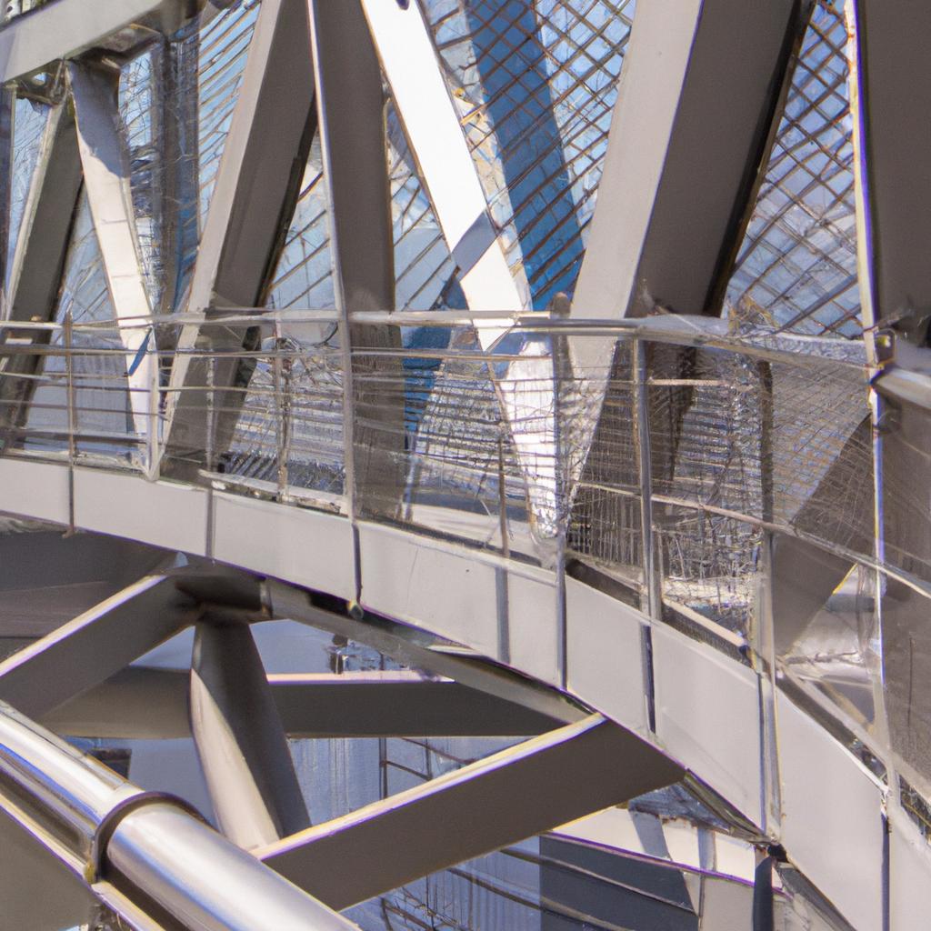 The intricate design on the skywalk bridge is a testament to the skill of the architects and engineers