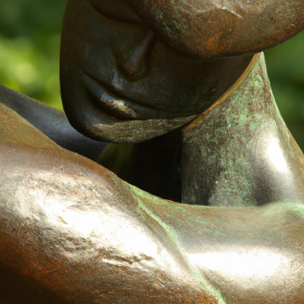 A close-up of the figures in Tamara Kvesitadze's 'Man and Woman' sculpture, capturing the intimacy of their embrace.