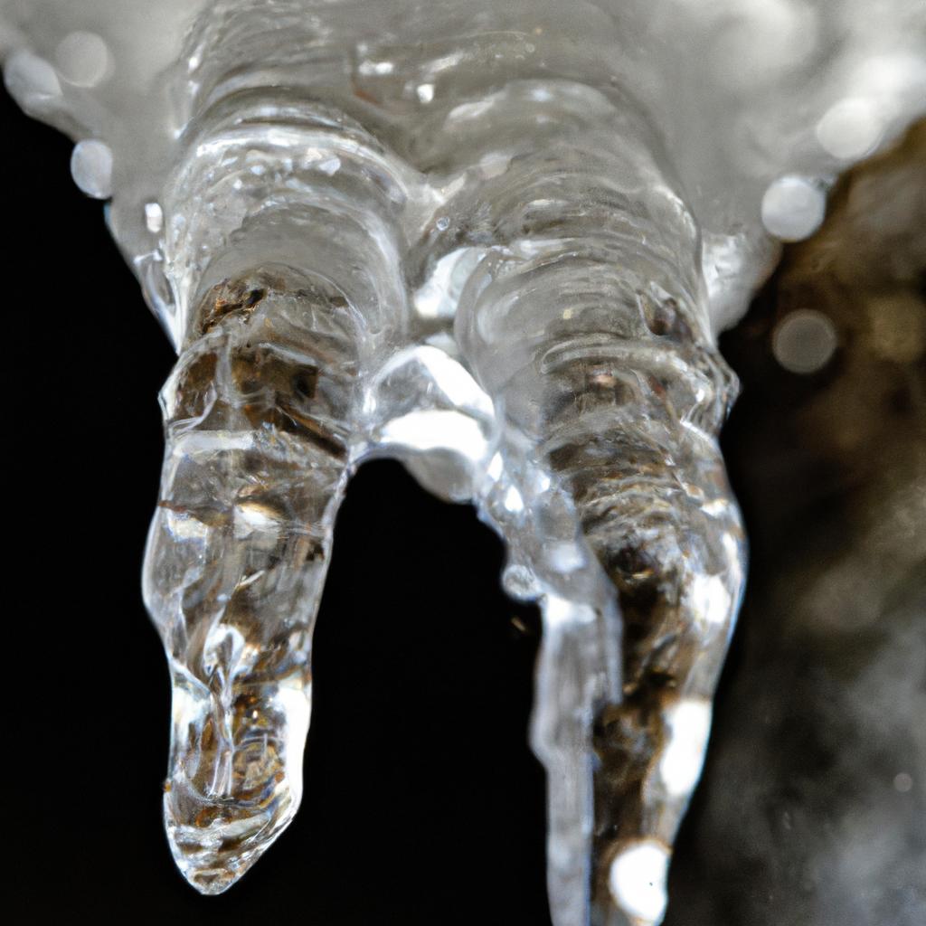 A fascinating photo of a melting ice stalactite showcasing its unique formation