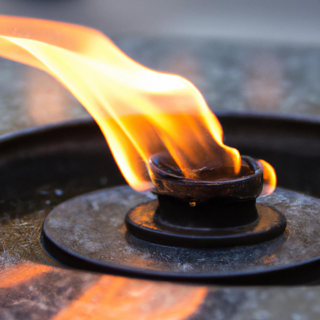 Close-up of eternal flame burning in Greece