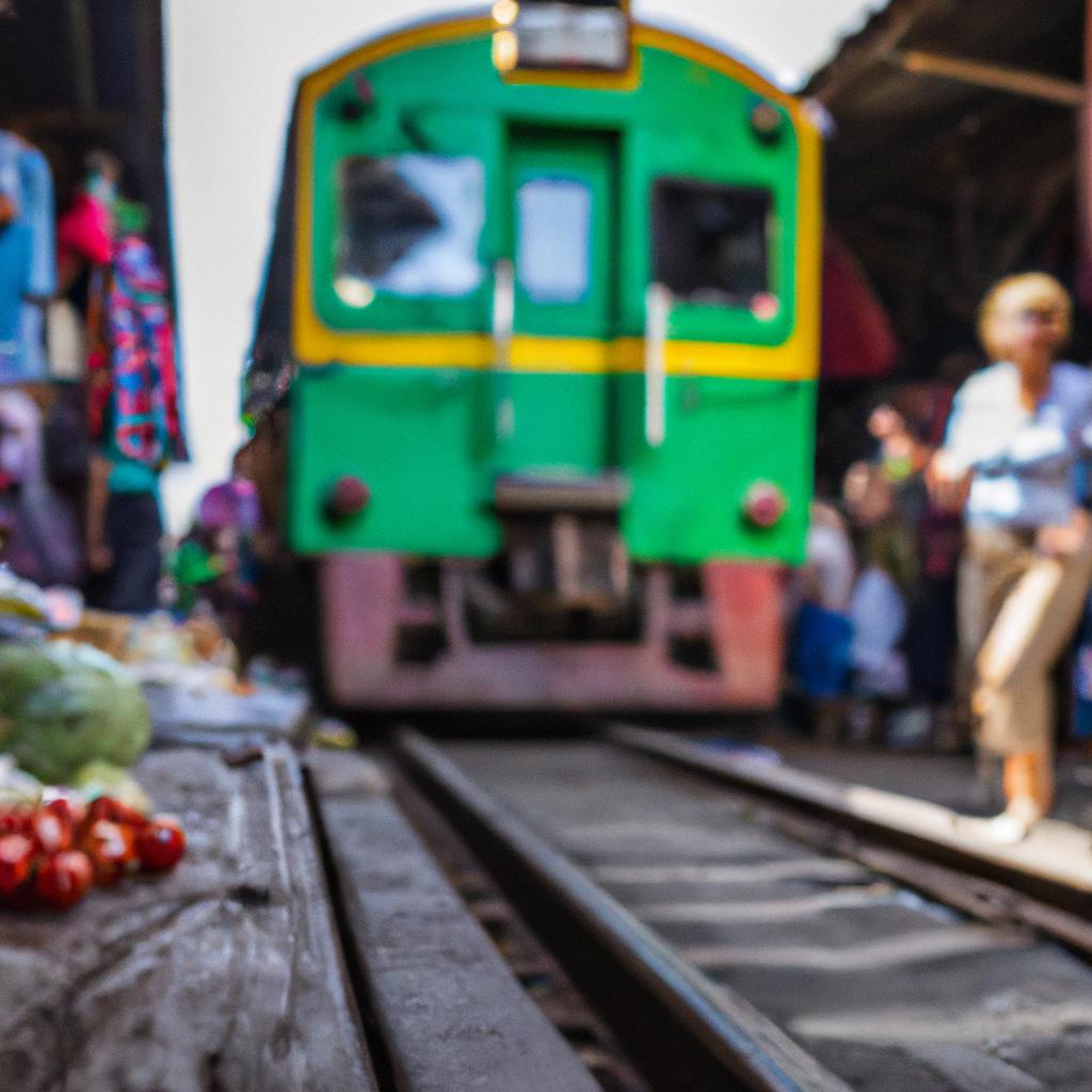 The train passes through the market, showcasing the resilience of the vendors.