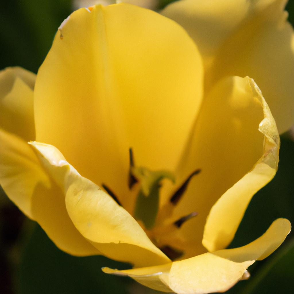 The beauty of a single tulip in full bloom.
