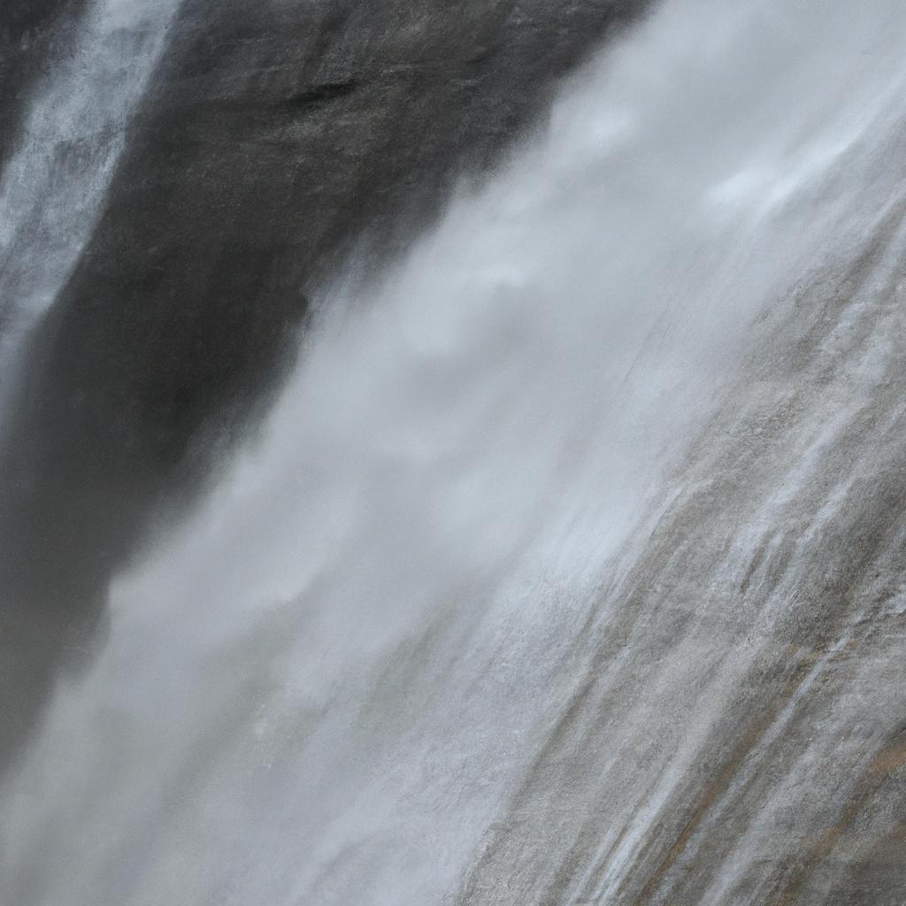 The power of Salto Angel is evident in this close-up shot of the water as it falls from the top of the waterfall.
