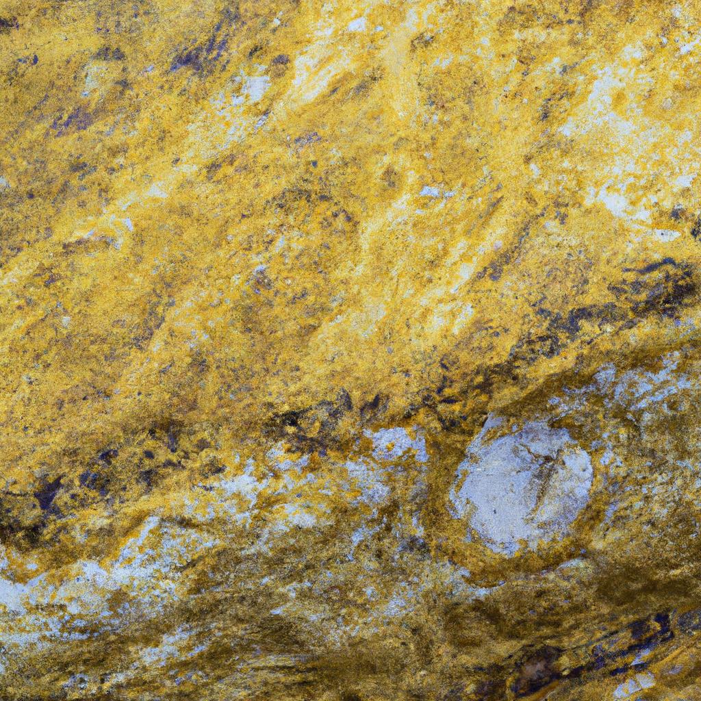 The unique patterns of a golden rock up close