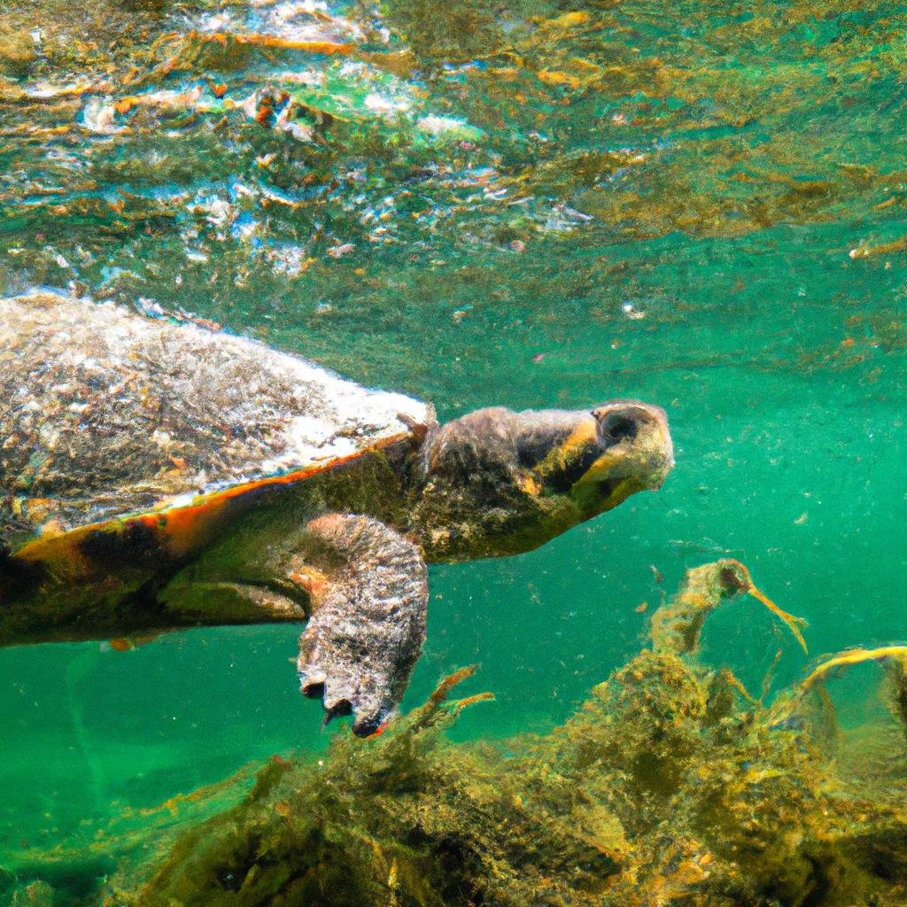 A majestic sea turtle at Izvor Cetina