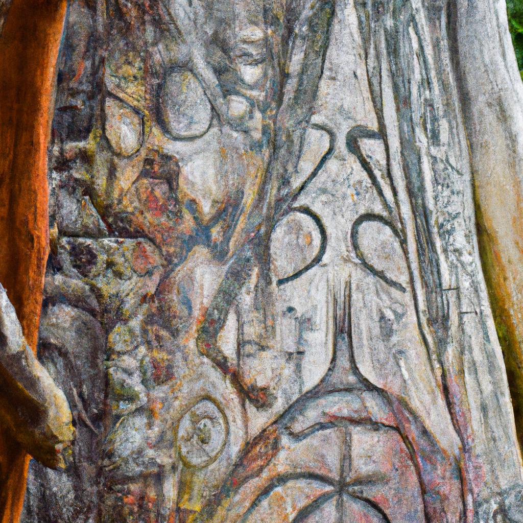 The intricate details of the bark of the Tree of Life in Washington.
