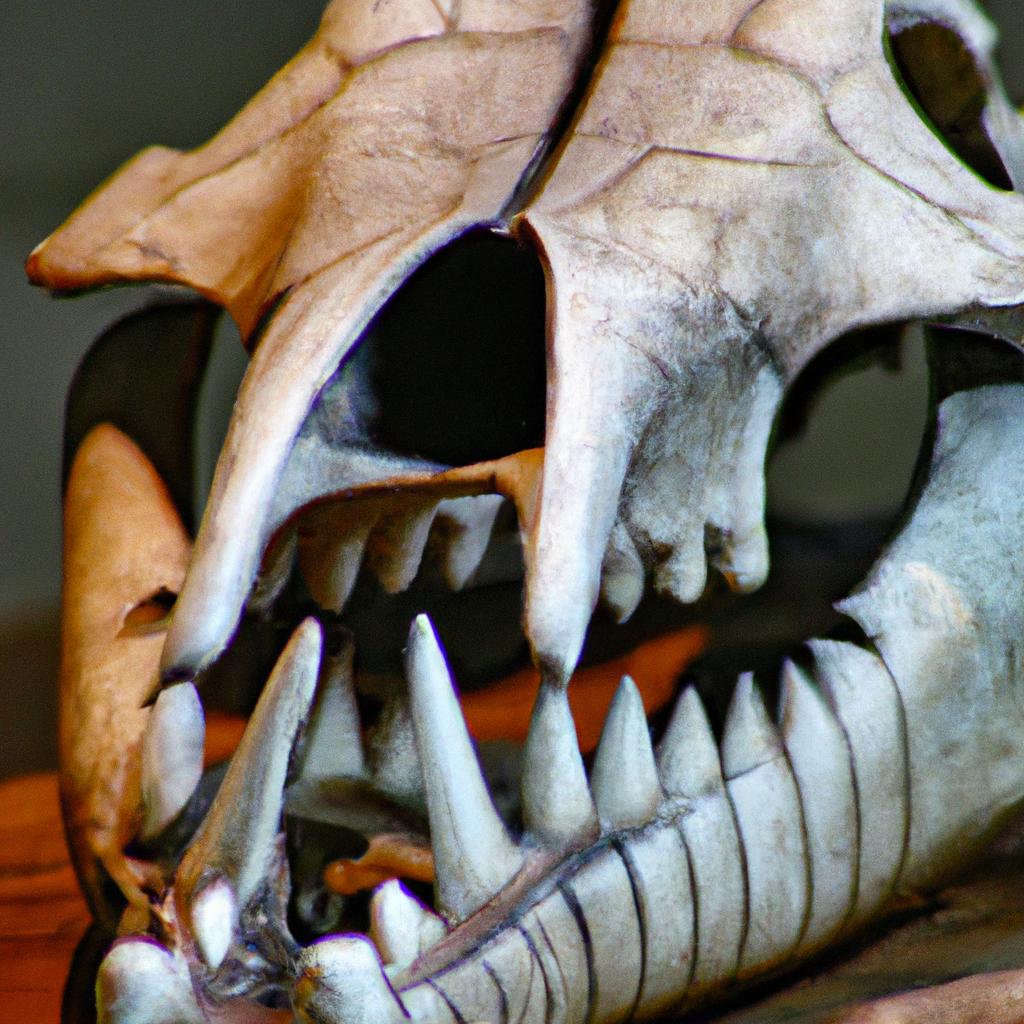 The intricate details of a Titanoboa skull are revealed in this close-up shot