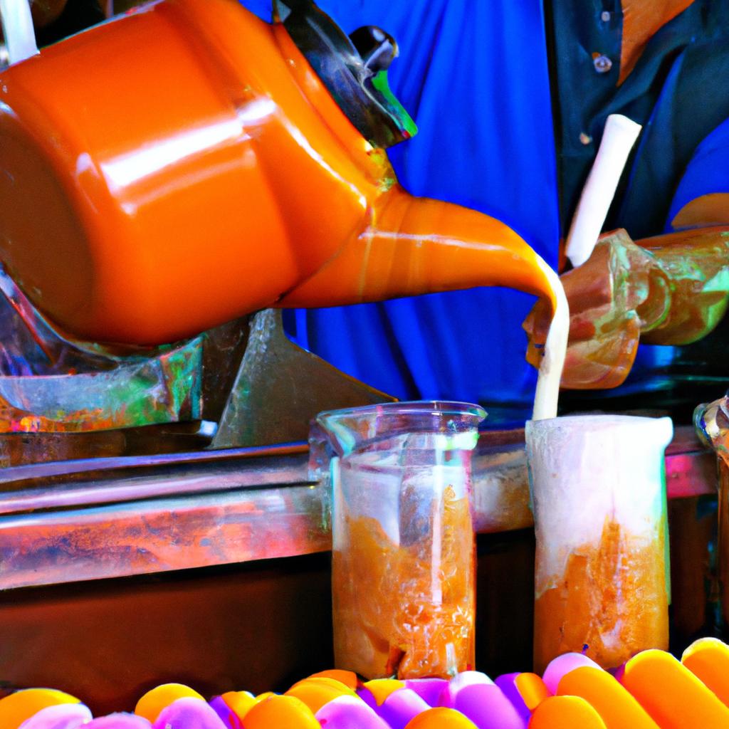 Stay cool with a delicious Thai iced tea at Bangkok Railway Market