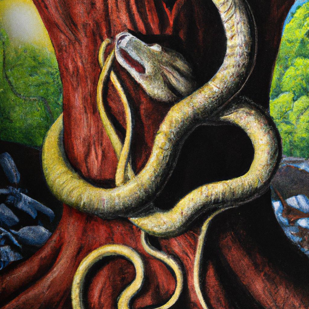 This stunning painting depicts the beauty of traditional giant snake art.