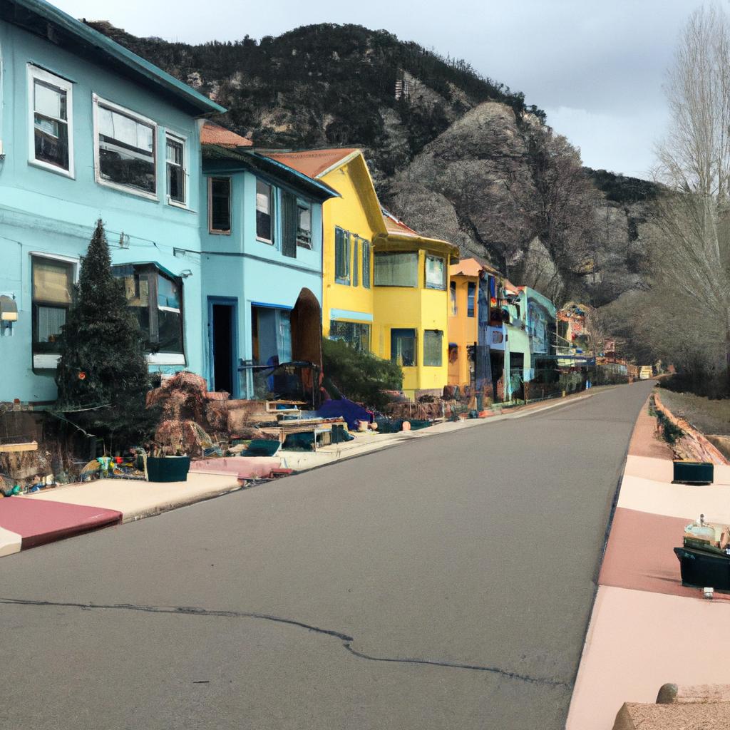 The vibrant and colorful houses of Boulder Village add to its charm.
