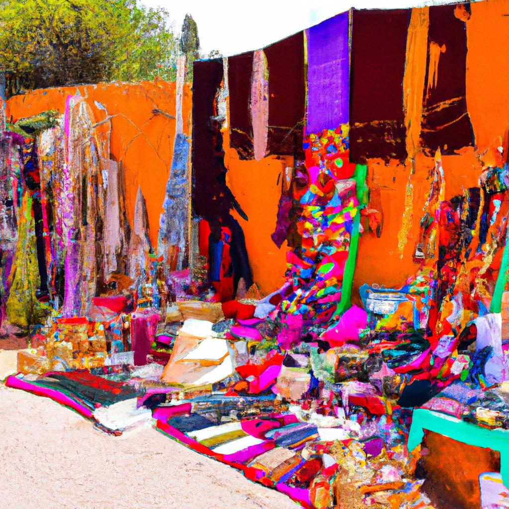 Shop for unique handmade crafts and textiles at a vibrant street market in Ifrane, Morocco.