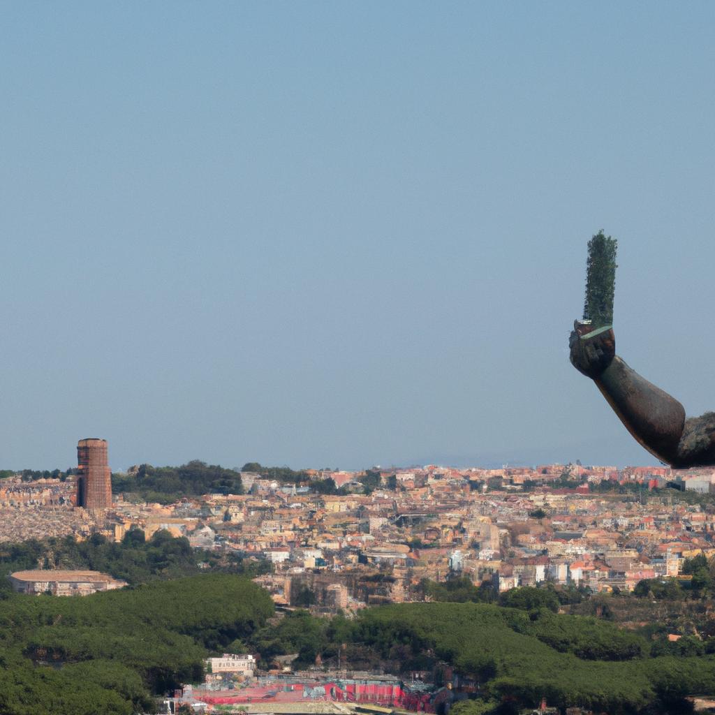The Colossus statue dominates the skyline of Rome, a testament to its historical significance