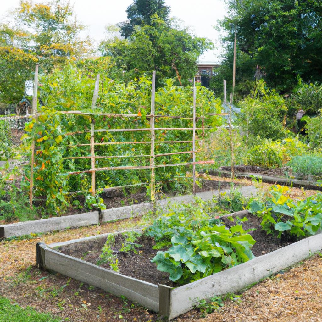 The bountiful community garden with fresh produce