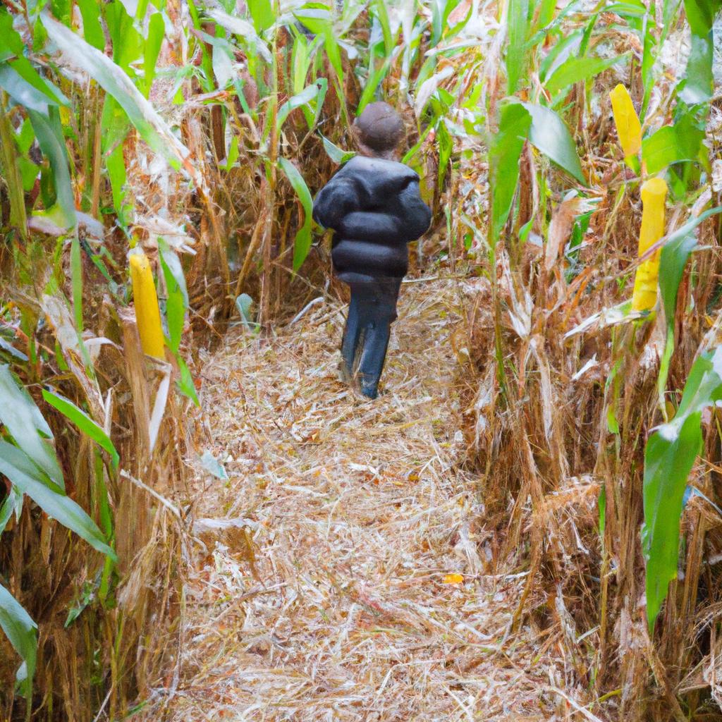 A child navigating through the corn maze
