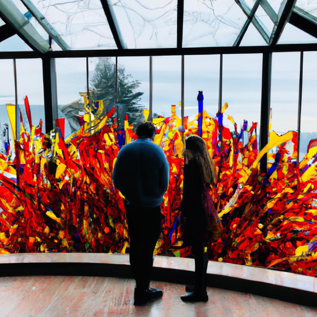 A couple admiring the beauty of The Glass Garden Seattle