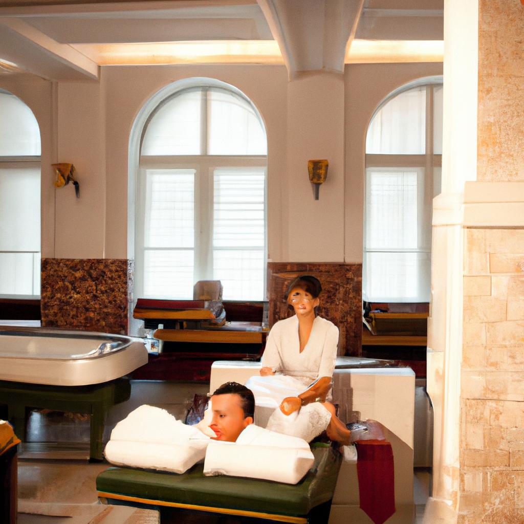 Relaxing with a massage at Szchenyi Thermal Bath.