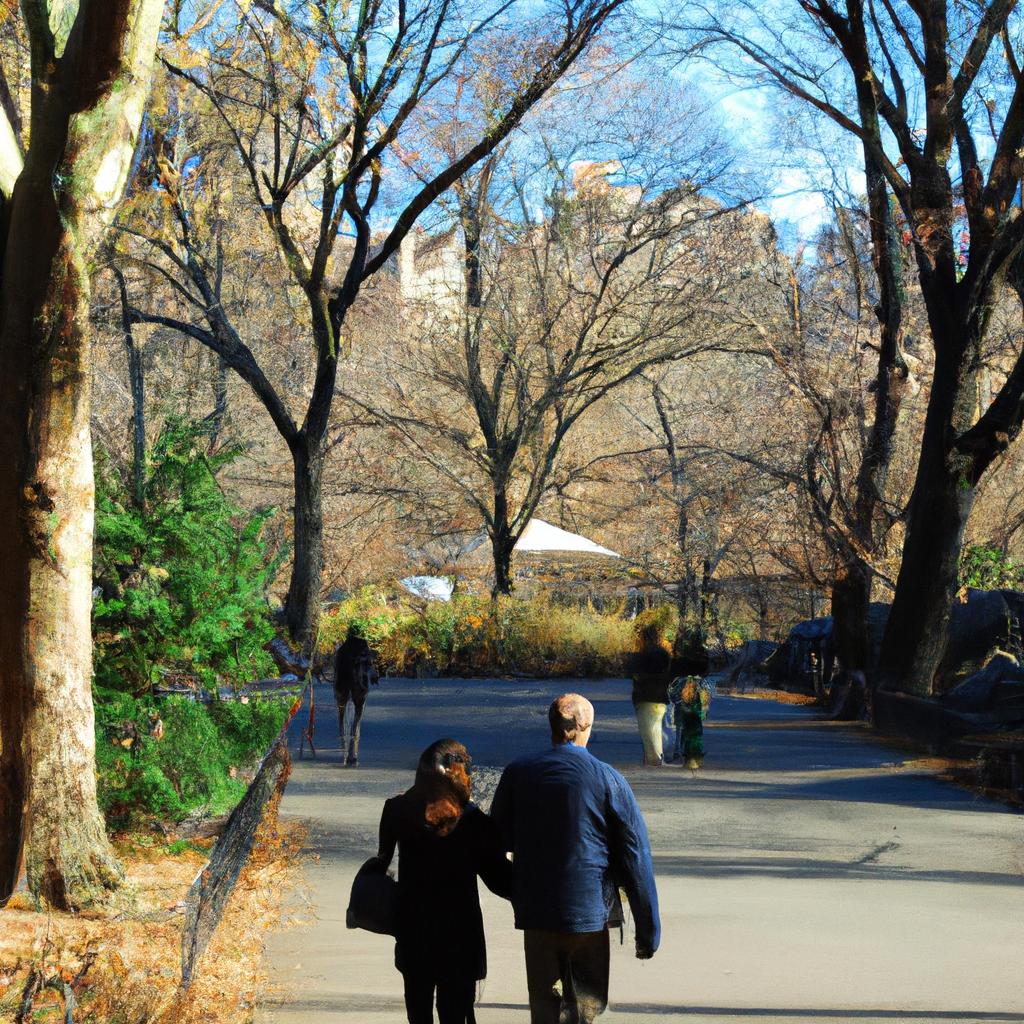 Taking a stroll through the expansive Central Park on a sunny day