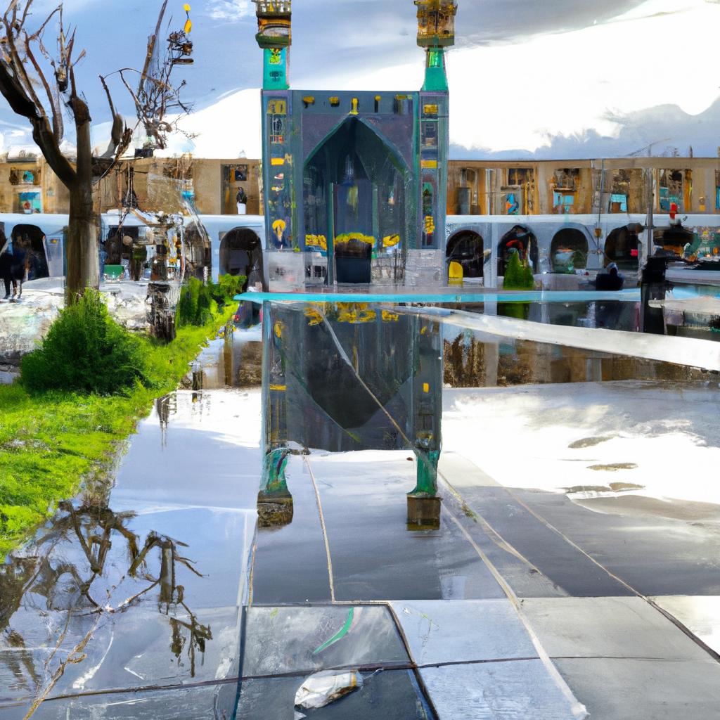 The serene courtyard at Shah Cheragh Mirror Mosque.