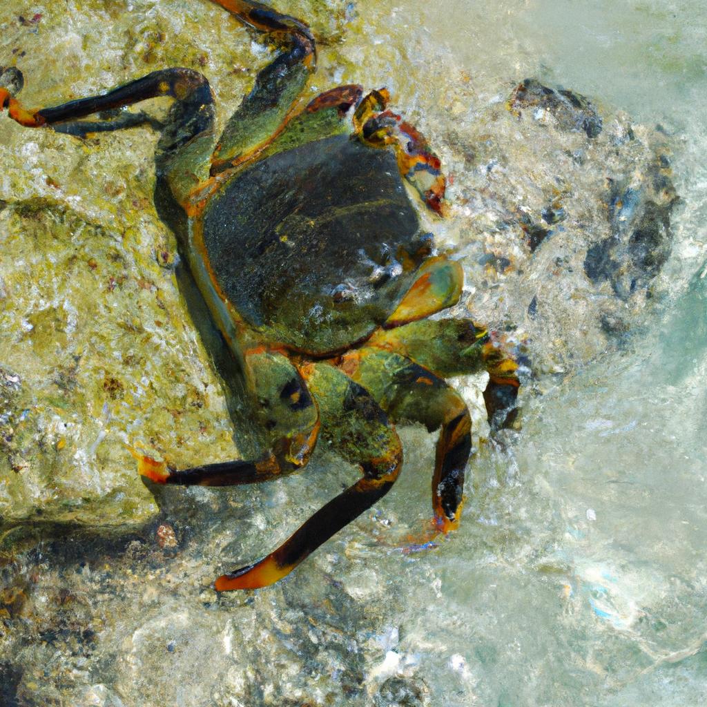 A crab on a rock in Crab Island.