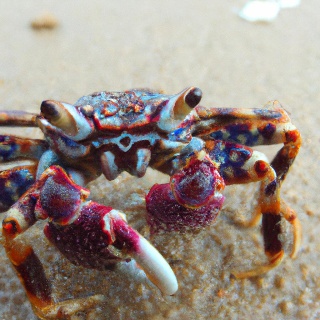 A crab found in Crab Island with a unique shell pattern.