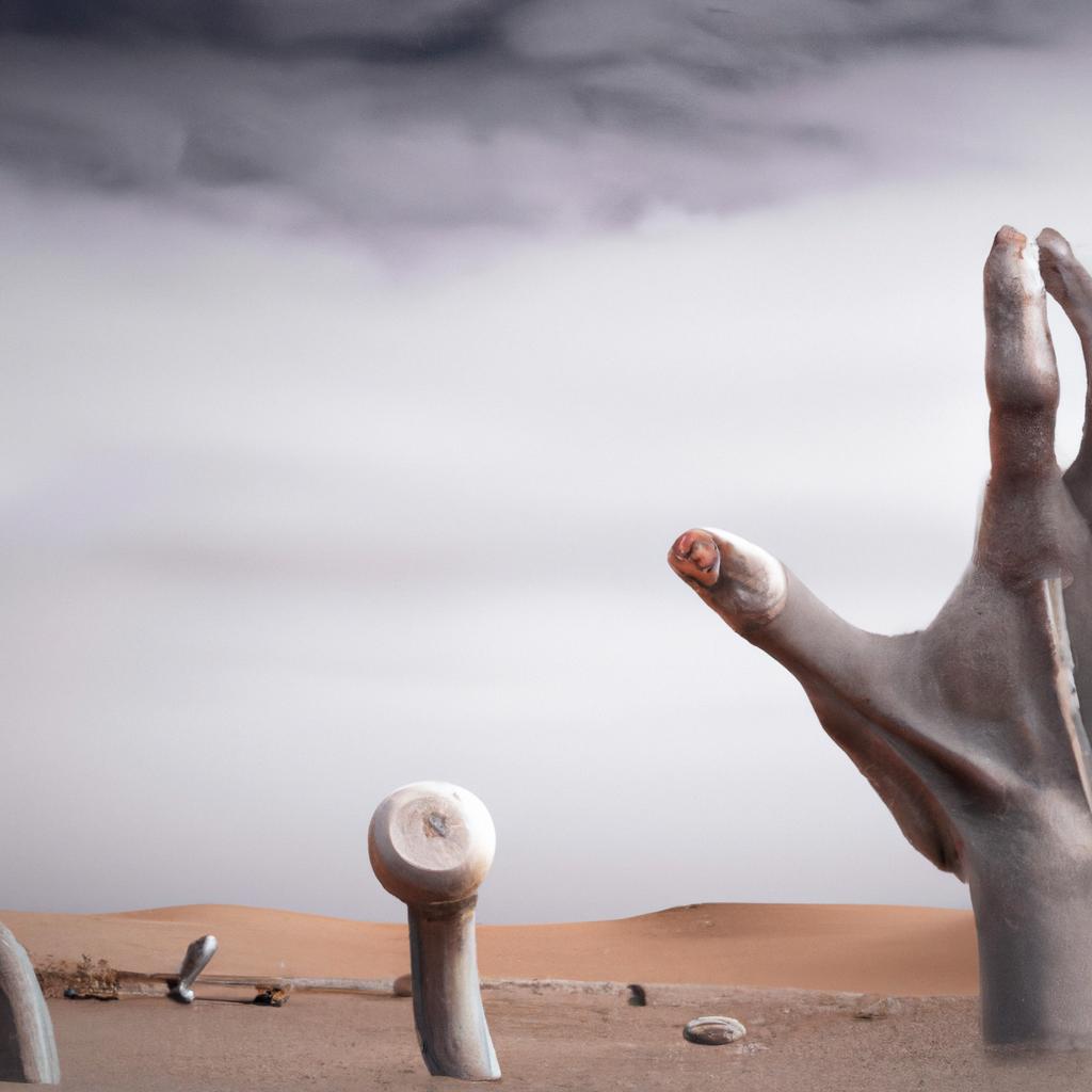The Hand of the Desert sculpture is a surreal and intriguing subject for art