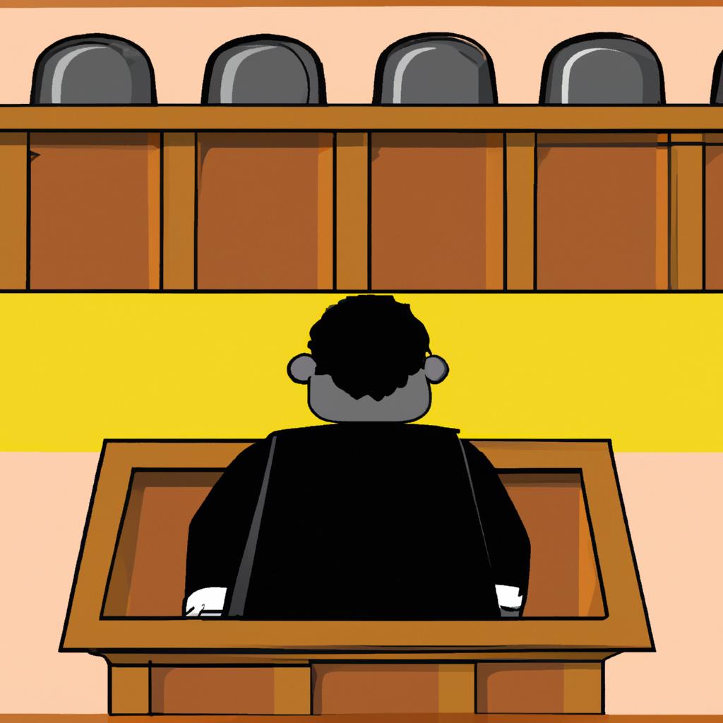 A criminal being sentenced in a courtroom.
