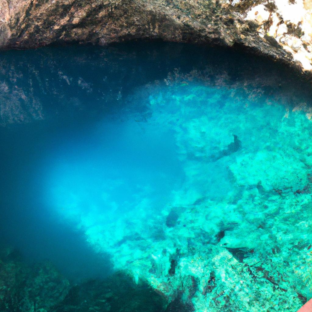 The stunning blue hues of the Croatia Blue Hole waters reflecting the sky above
