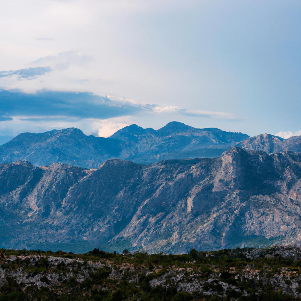 The mountains of the Croatian National Park offer a picturesque backdrop.