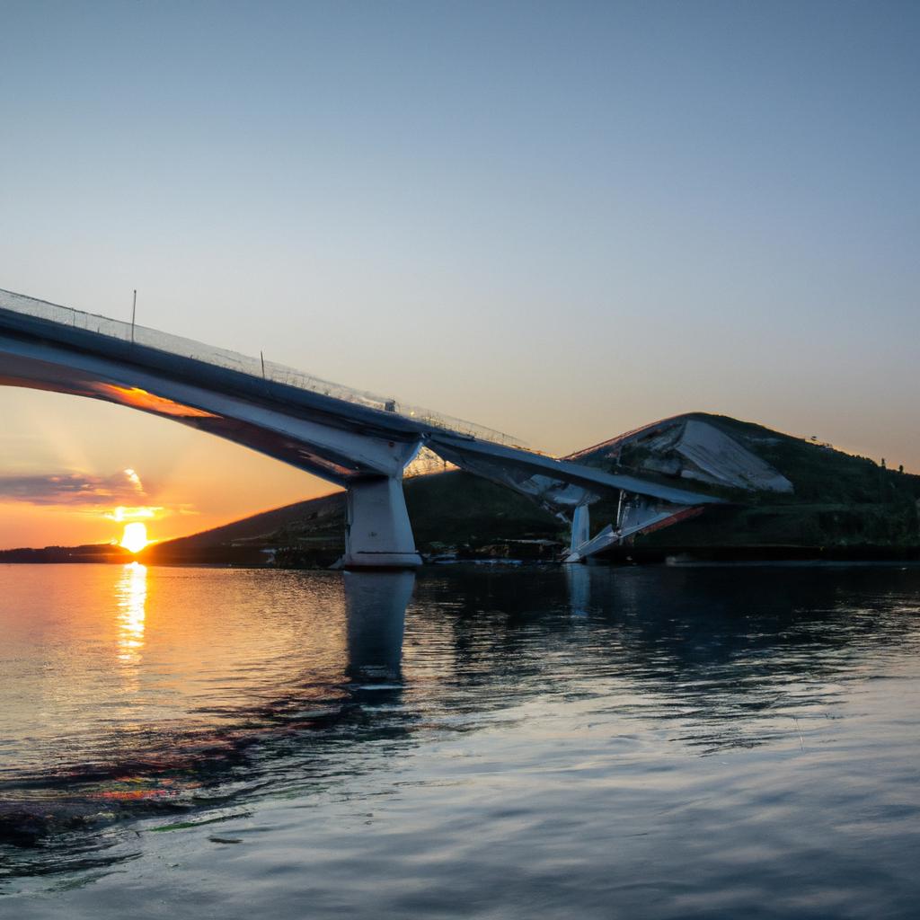 Witness the beauty of Croatia's rivers during sunset from a bridge