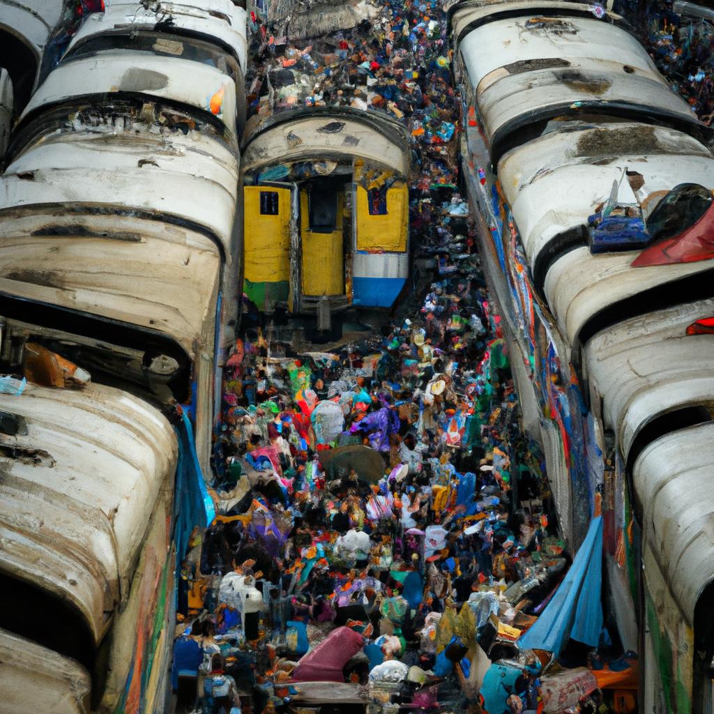 The aisles of the train market in Bangkok are packed with locals and tourists
