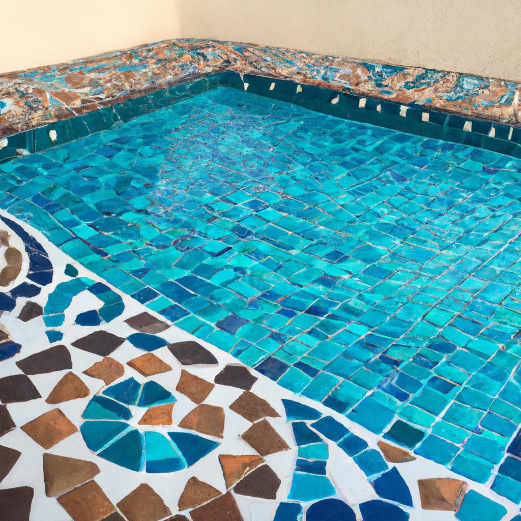 Enjoying the serenity of one of the world's largest mosaic swimming pools